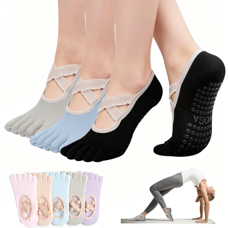 No Show Sock Women - Dames antislip pilates sokken dames kanten