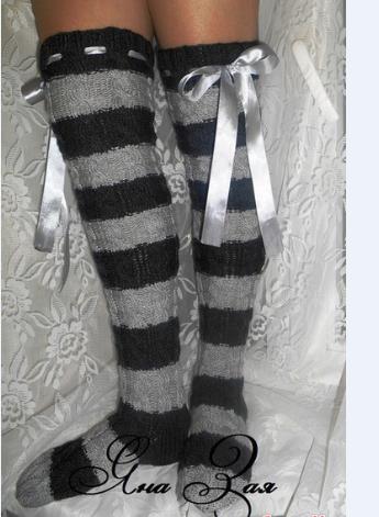 Thigh High Sock Stay Up - Dames dijhoge gebreide kousen, zachte elastische