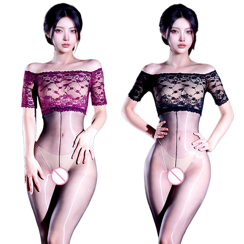 Tights Pantyhose Sheer - Sexy olie glanzende mesh kanten bodysuit