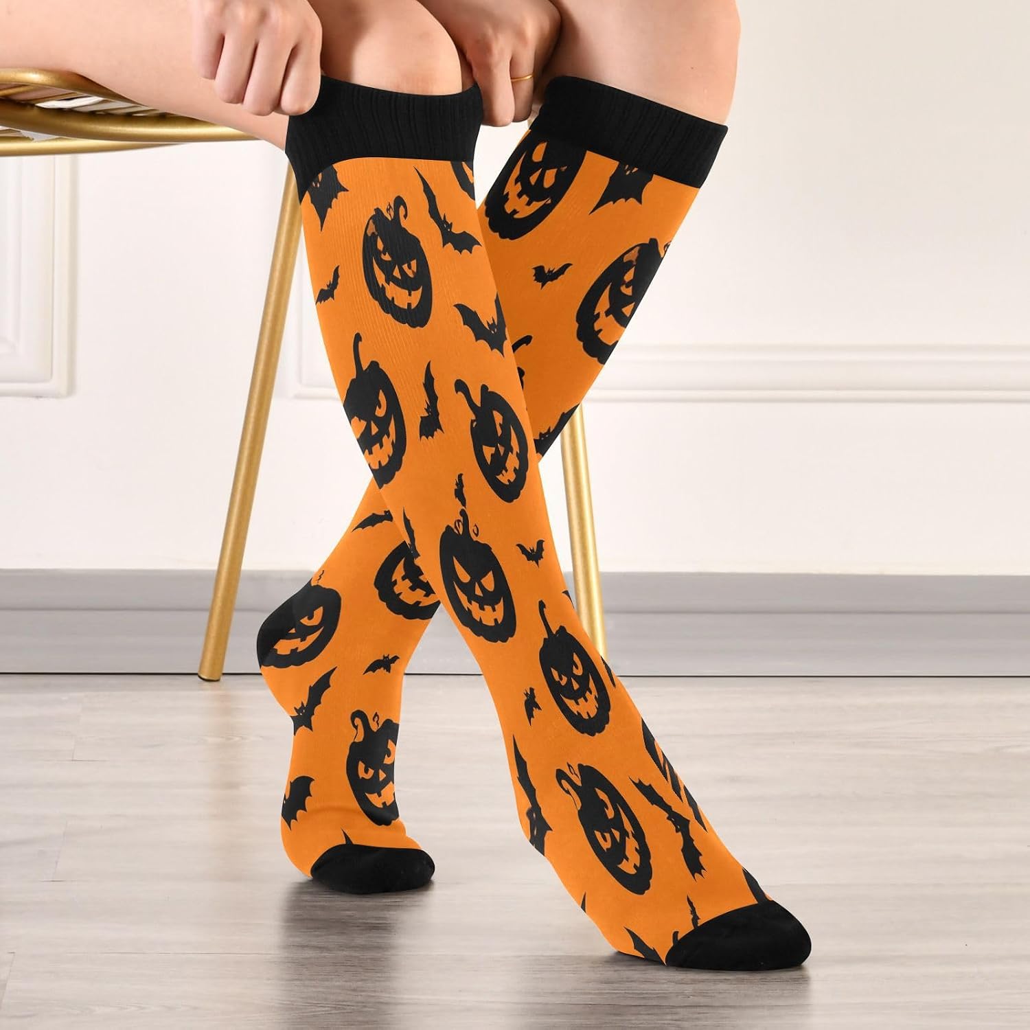 Spooky Pumpkins Compressiesokk - Knee High Sock Women recensie en prijs
